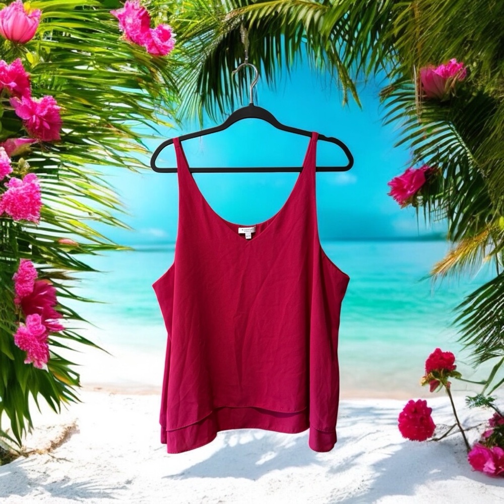 Reitmans Raspberry Red Layered Cami Tank Top